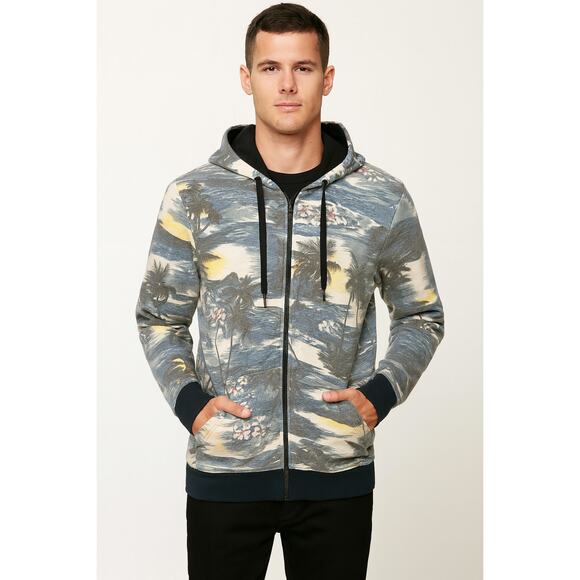 Hurley Men's Tropical Print Hooded Zip Up Sweatshirt - Small - Picture 2 of 9